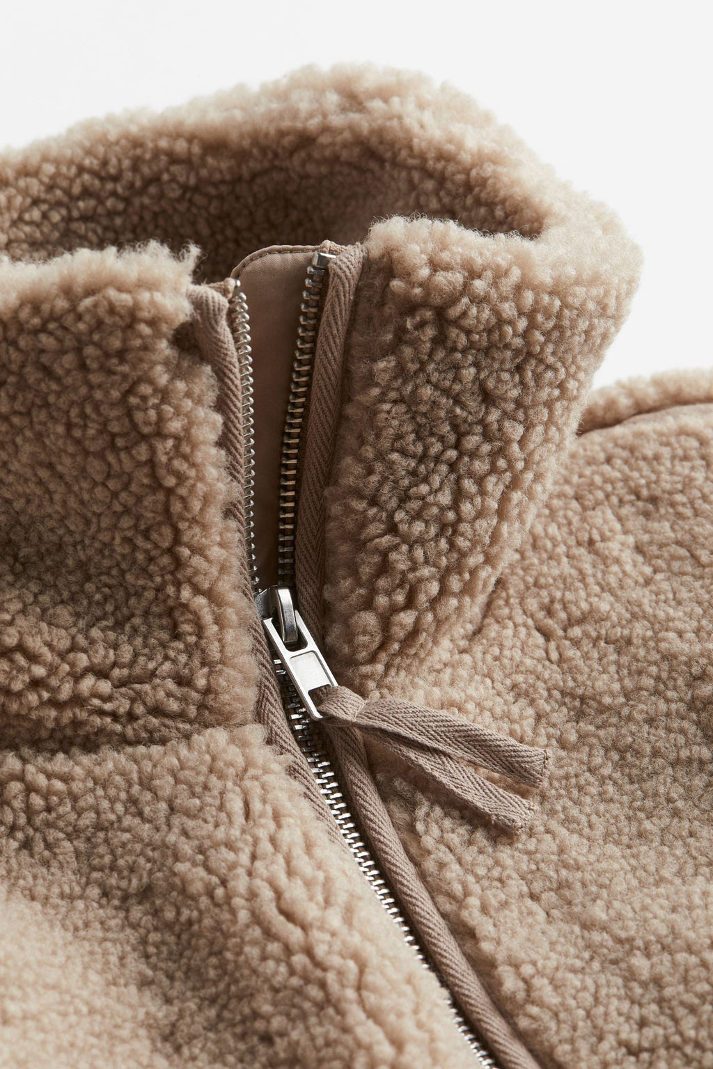 Women's Oversized Teddy Coat with Zip and High Collar for Winter