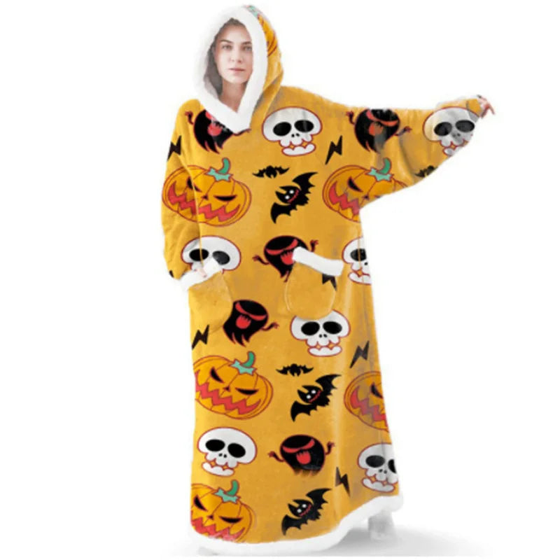 Oversized Sleeved Blanket Robe with Head Opening