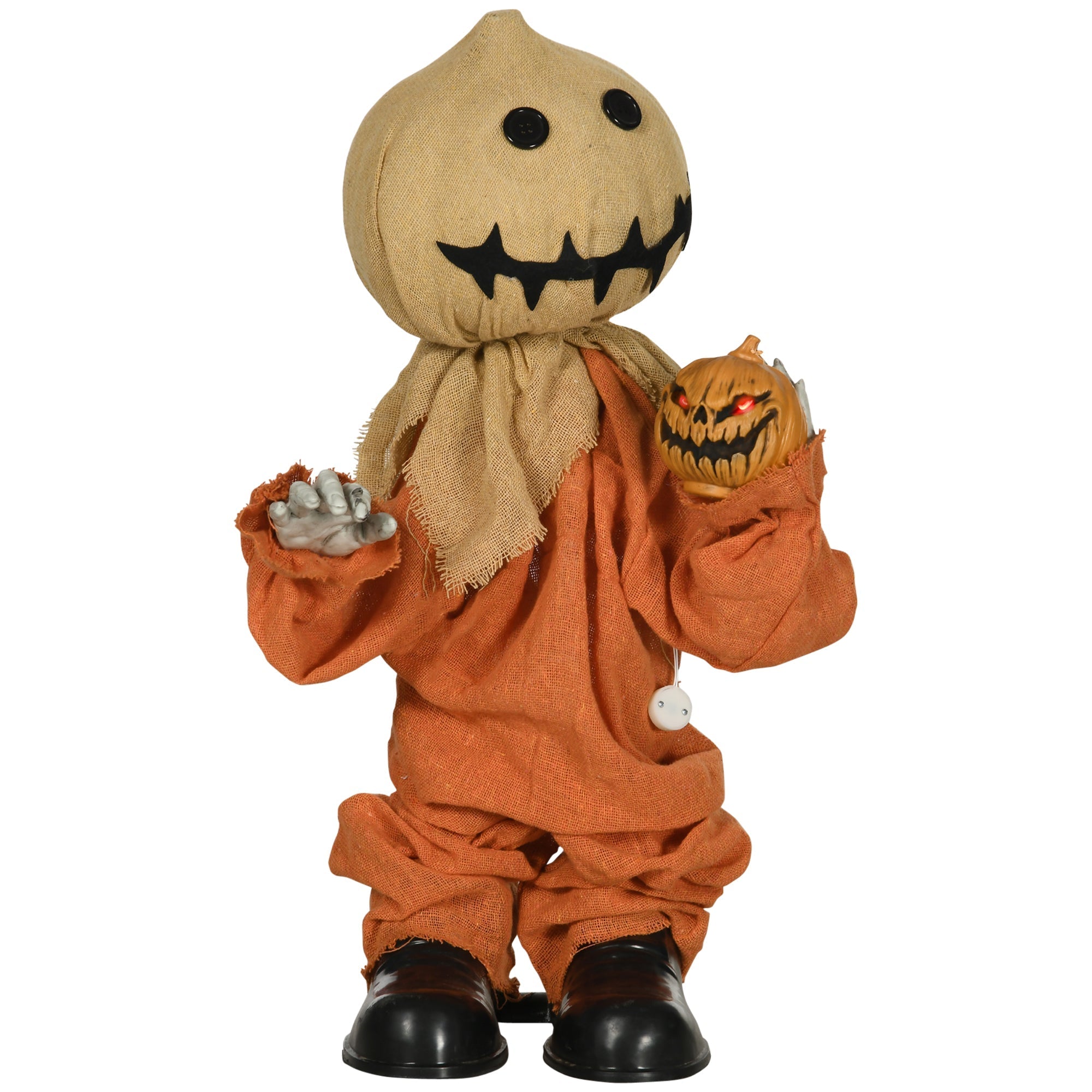 Animated Halloween Scarecrow with LED Lights — Creepy Garden Decoration (80 cm)