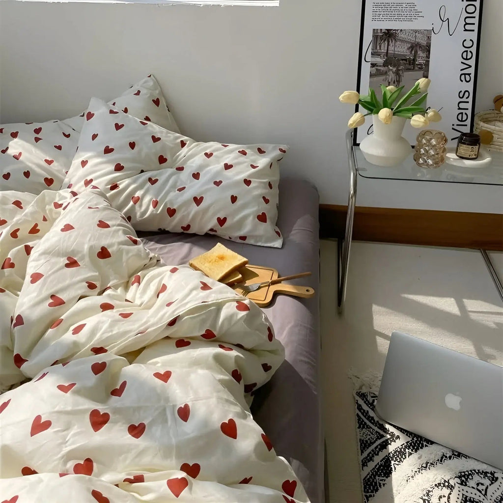 LoveLuxe Heart Print Bedding Set