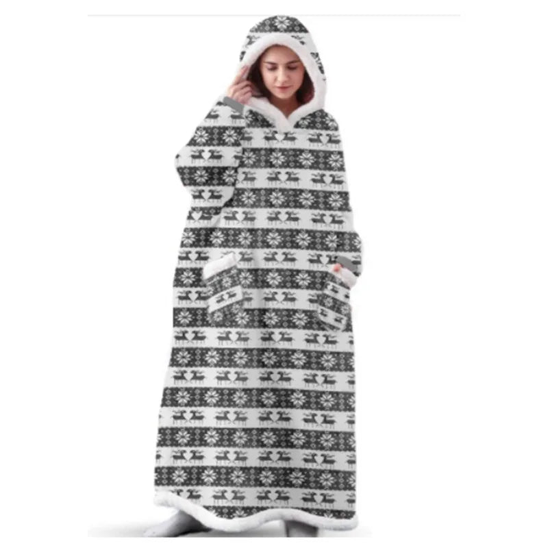 Oversized Sleeved Blanket Robe with Head Opening