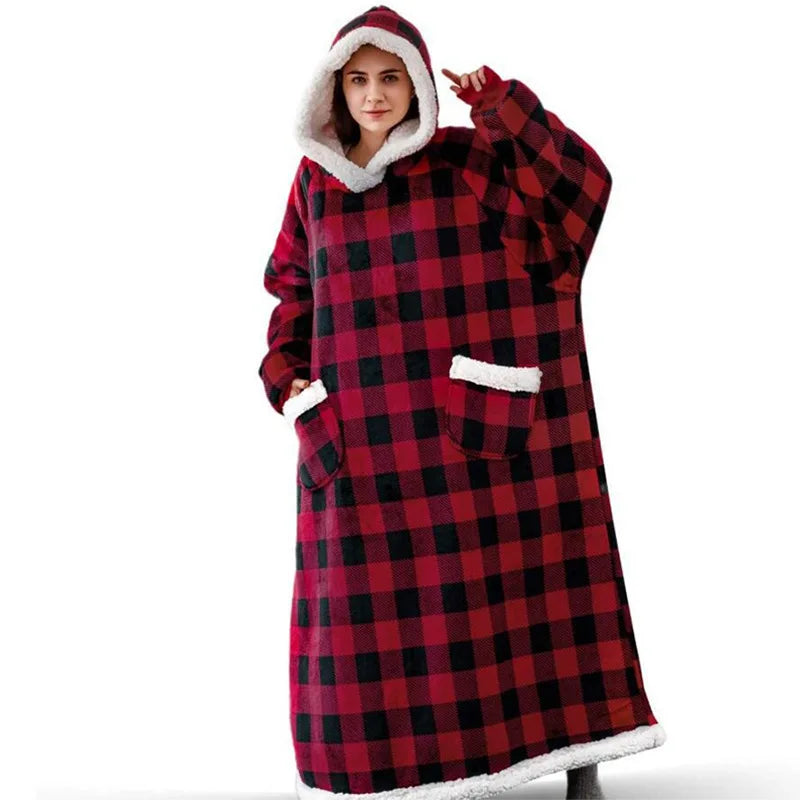 Oversized Sleeved Blanket Robe with Head Opening