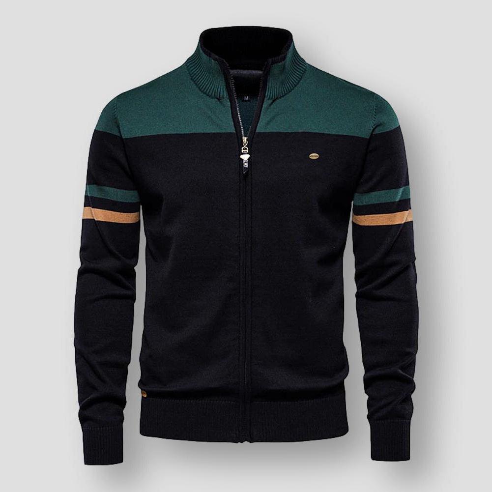 Hugo Men's Warm Zip-Up Cardigan with Collar