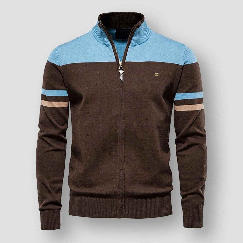 Hugo Men's Warm Zip-Up Cardigan with Collar