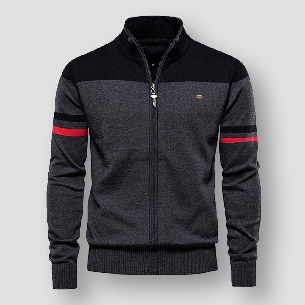 Hugo Men's Warm Zip-Up Cardigan with Collar