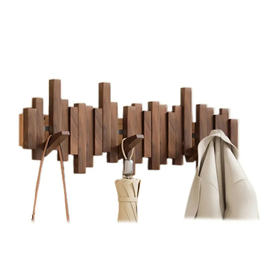 Contemporary Piano-Inspired Coat Rack Crafted from Walnut and Beech Wood