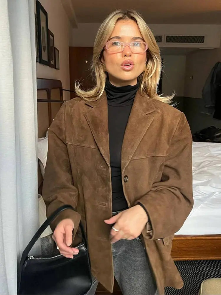 Maribel Vintage Suede Blazer Jacket