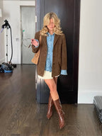 Maribel Vintage Suede Blazer Jacket