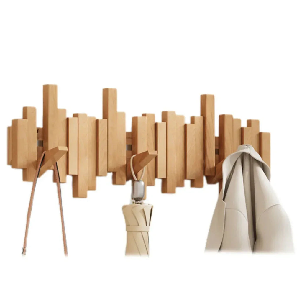 Contemporary Piano-Inspired Coat Rack Crafted from Walnut and Beech Wood