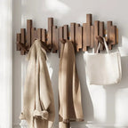 Contemporary Piano-Inspired Coat Rack Crafted from Walnut and Beech Wood