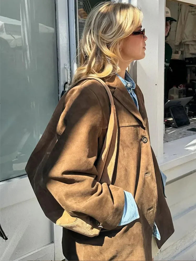Maribel Vintage Suede Blazer Jacket