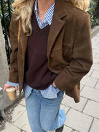 Maribel Vintage Suede Blazer Jacket