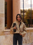 Stylish Women's Jacket Adorned with Golden Glitter Sequins