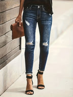 Jasmijn | Blue Vintage-Inspired Distressed Skinny Jeans