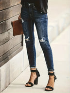 Jasmijn | Blue Vintage-Inspired Distressed Skinny Jeans