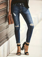 Jasmijn | Blue Vintage-Inspired Distressed Skinny Jeans