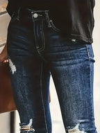 Jasmijn | Blue Vintage-Inspired Distressed Skinny Jeans