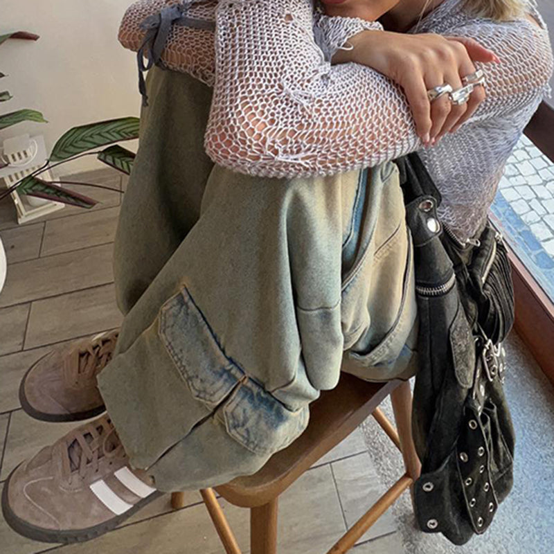 Jeanne | Women's Distressed Cargo Jeans