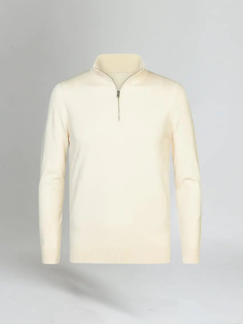 Joël | Classic White Half-Zip Sweater