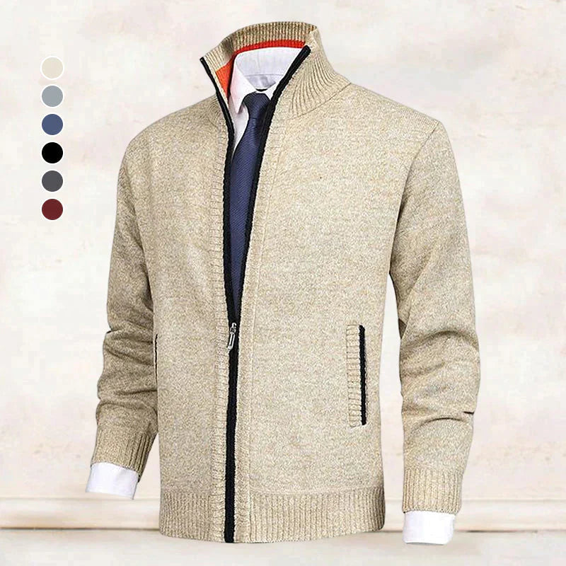 John | Stylish Men's Zip-Up Cardigan with Collar and Pockets