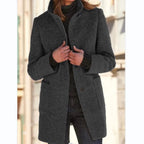 Elegant Long Wool Blend Ladies' Coat