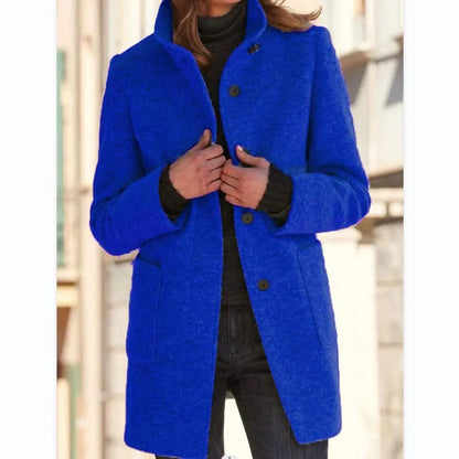 Elegant Long Wool Blend Ladies' Coat