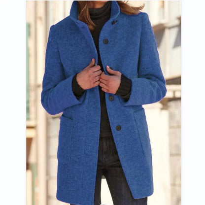 Elegant Long Wool Blend Ladies' Coat