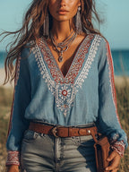 Elva - Boho V-Neck Blouse