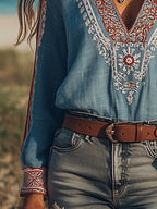 Elva - Boho V-Neck Blouse