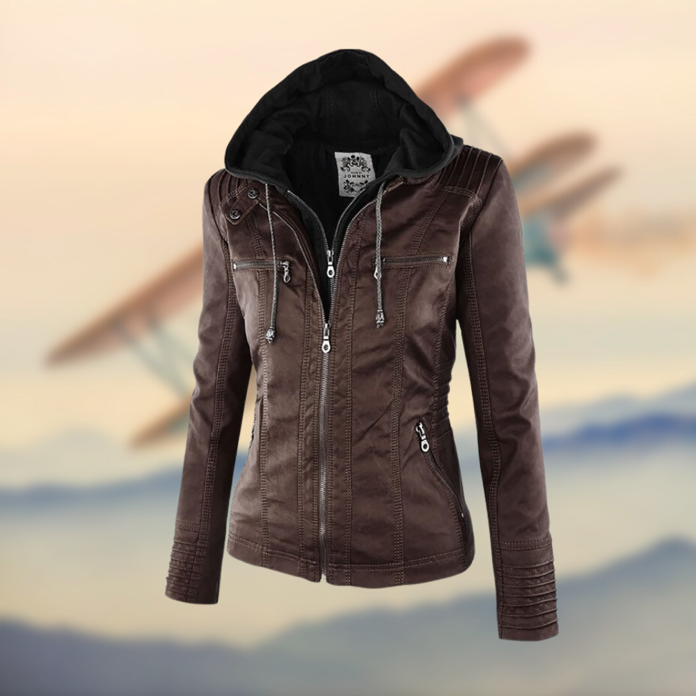 Karolina | Chic and Distinctive Women's Leather Jacket with Zip