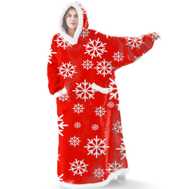 Oversized Sleeved Blanket Robe with Head Opening