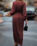 Kim | Chic V-Neck Dress with Lantern Sleeves