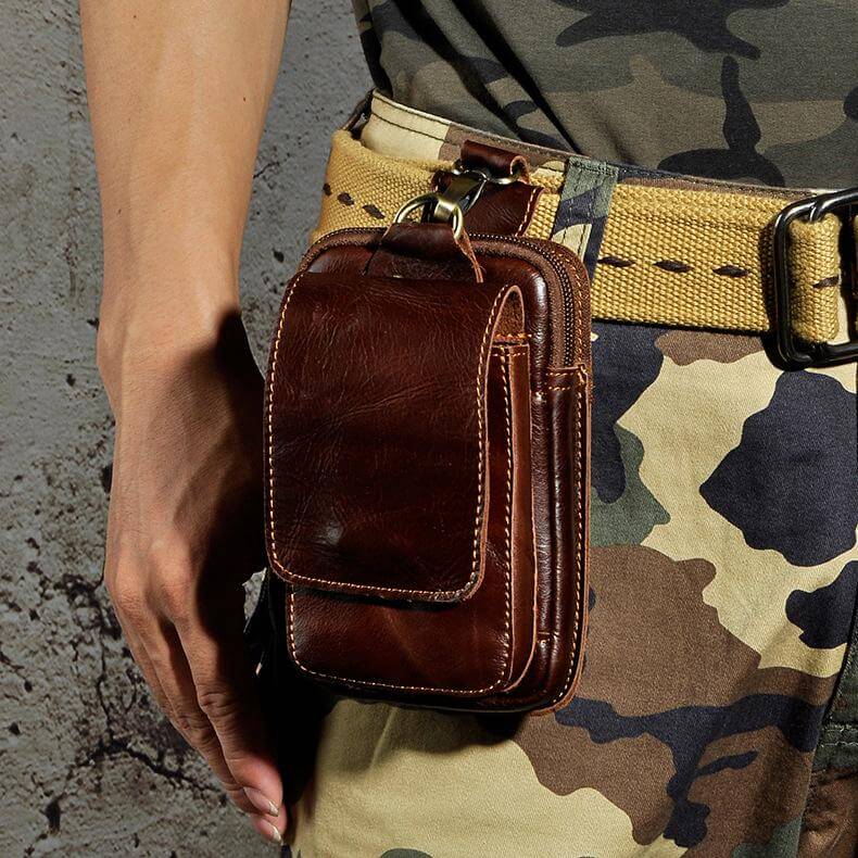 Lars | Men's Leather Hip Bag with Magnetic Closure & Adjustable Waist Strap