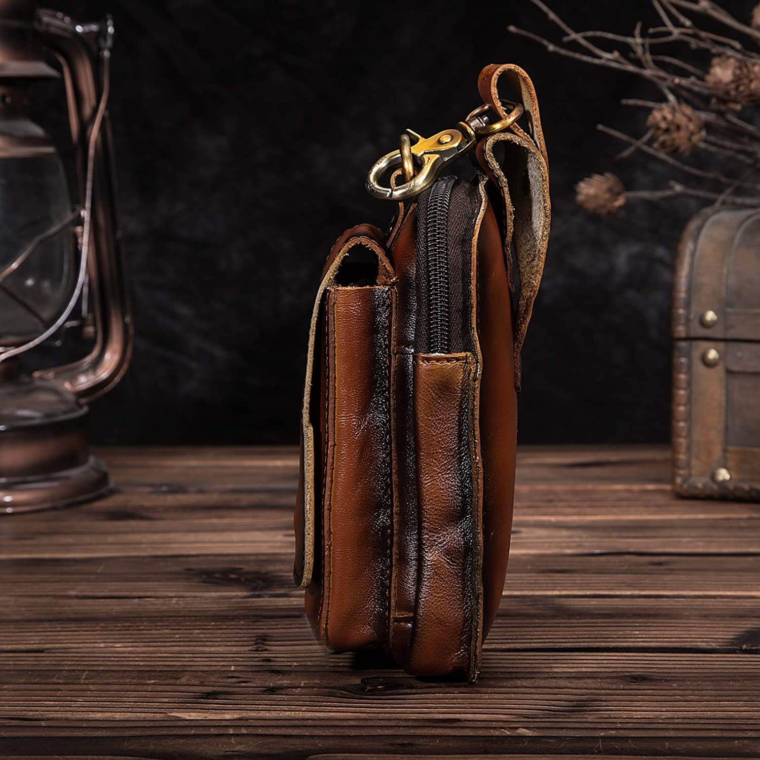 Lars | Men's Leather Hip Bag with Magnetic Closure & Adjustable Waist Strap