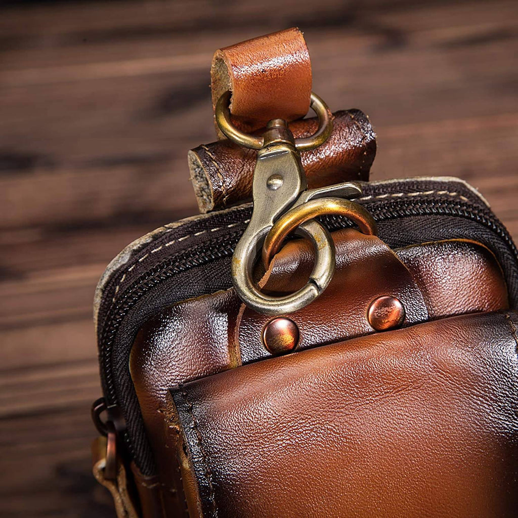 Lars | Men's Leather Hip Bag with Magnetic Closure & Adjustable Waist Strap