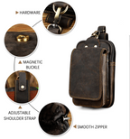 Lars | Men's Leather Hip Bag with Magnetic Closure & Adjustable Waist Strap