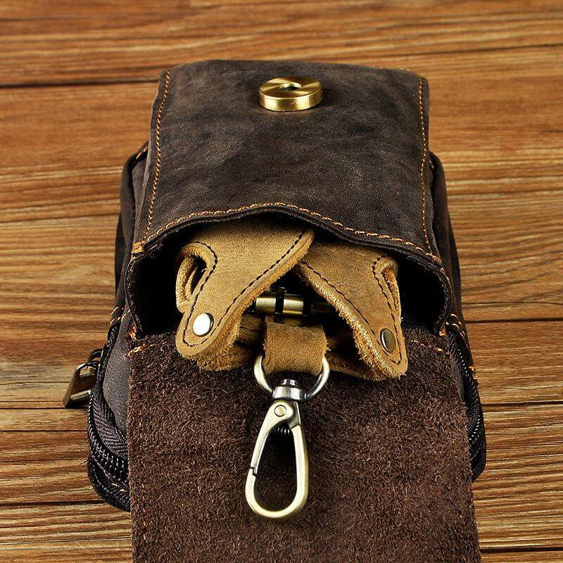 Lars | Men's Leather Hip Bag with Magnetic Closure & Adjustable Waist Strap