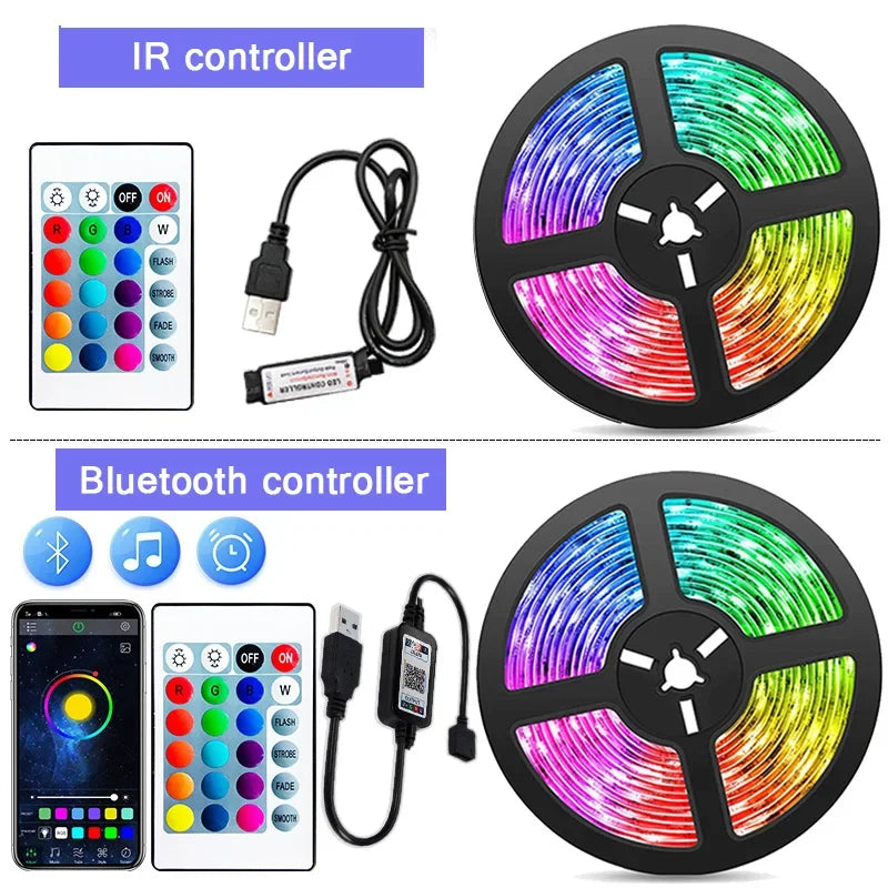 RGB LED USB Strip Light - Color-Changing Ambiance for Home Decor and TV Backlighting