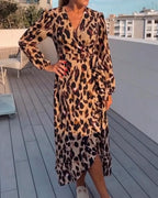 Leila | Leopard Print V-Neck Dress