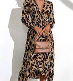 Leila | Leopard Print V-Neck Dress