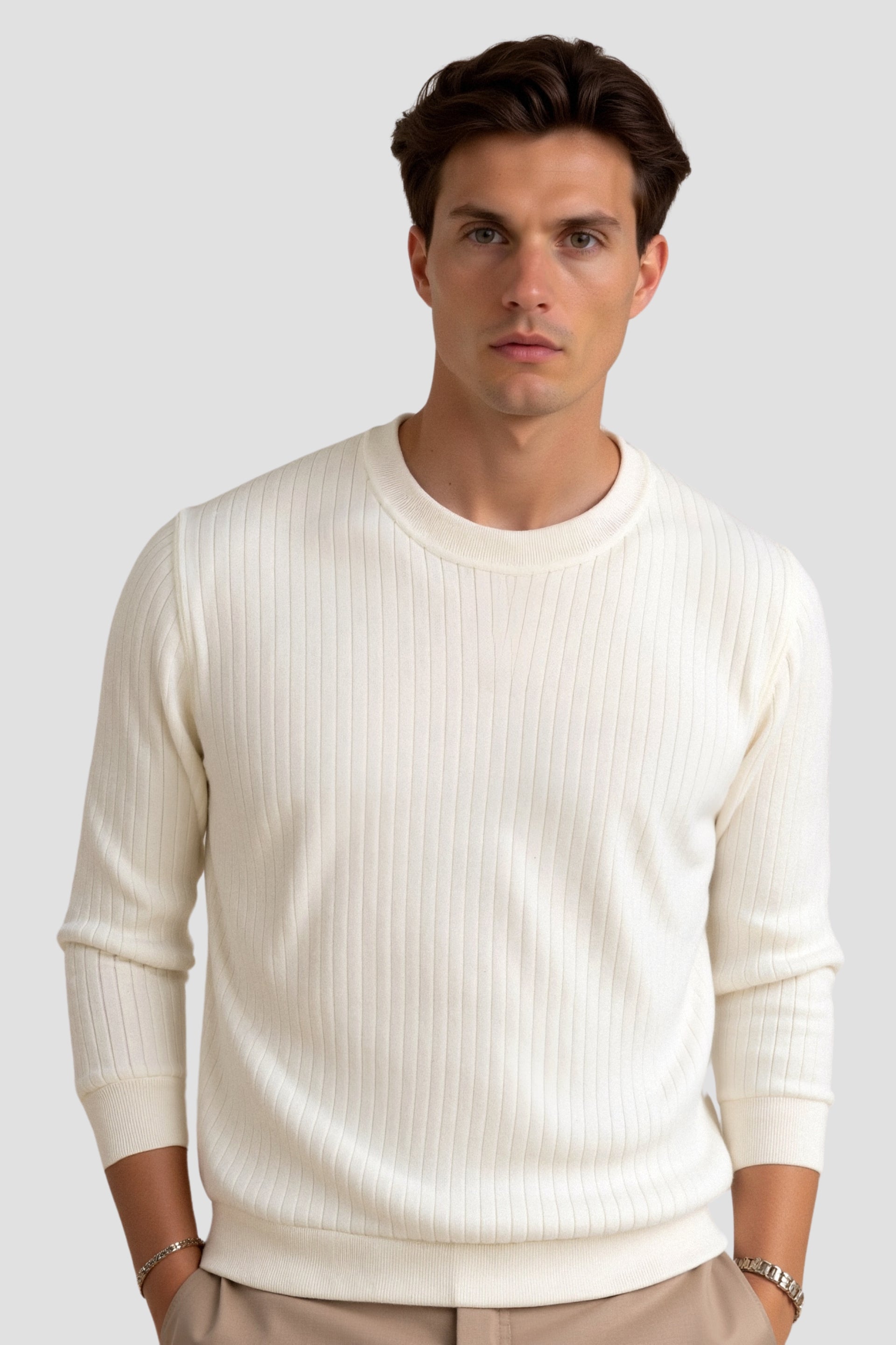Liam | Men's Long Sleeve Ribbed Knit Sweater