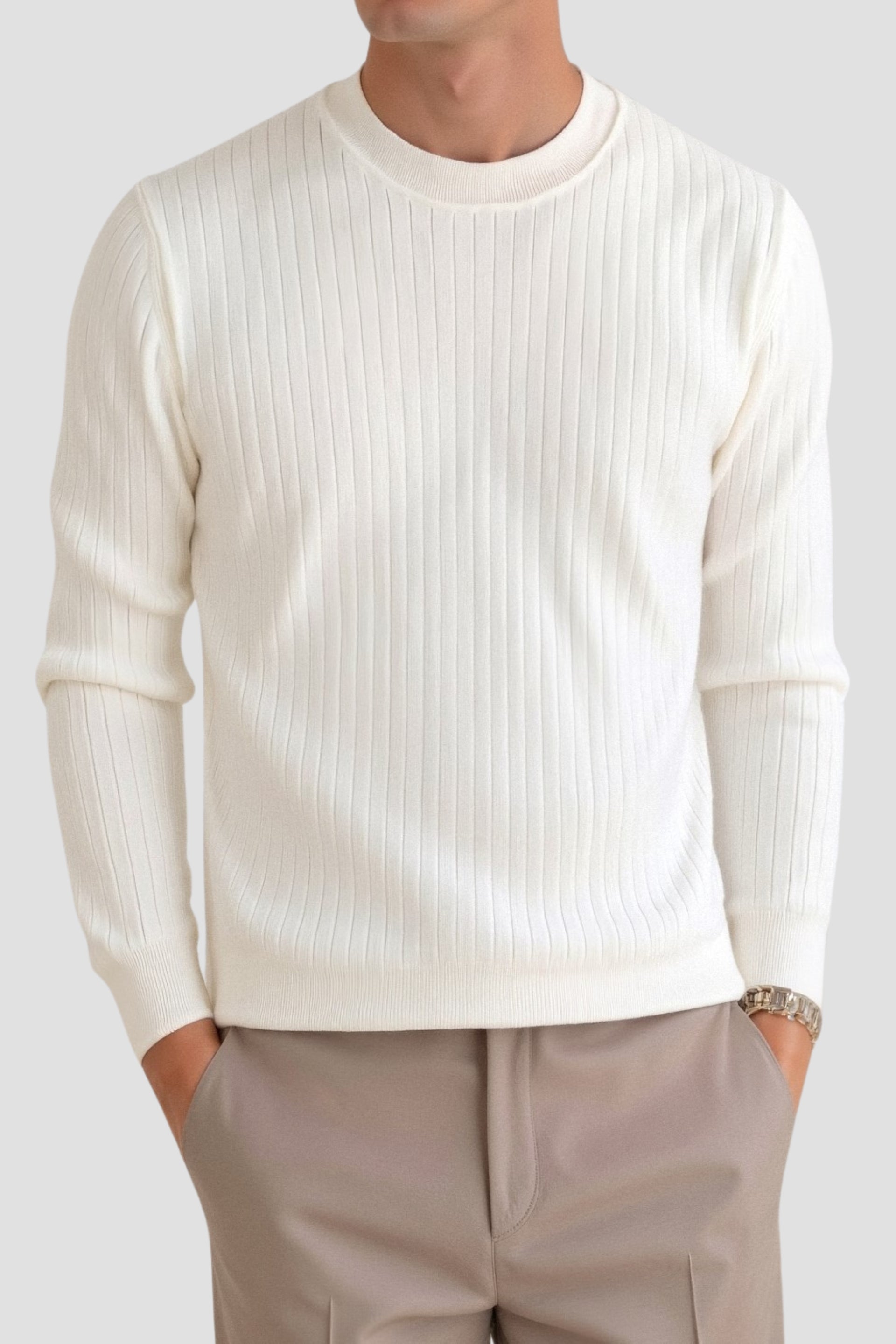 Liam | Men's Long Sleeve Ribbed Knit Sweater