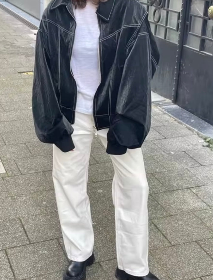 Linde | Classic Leather Bomber Jacket