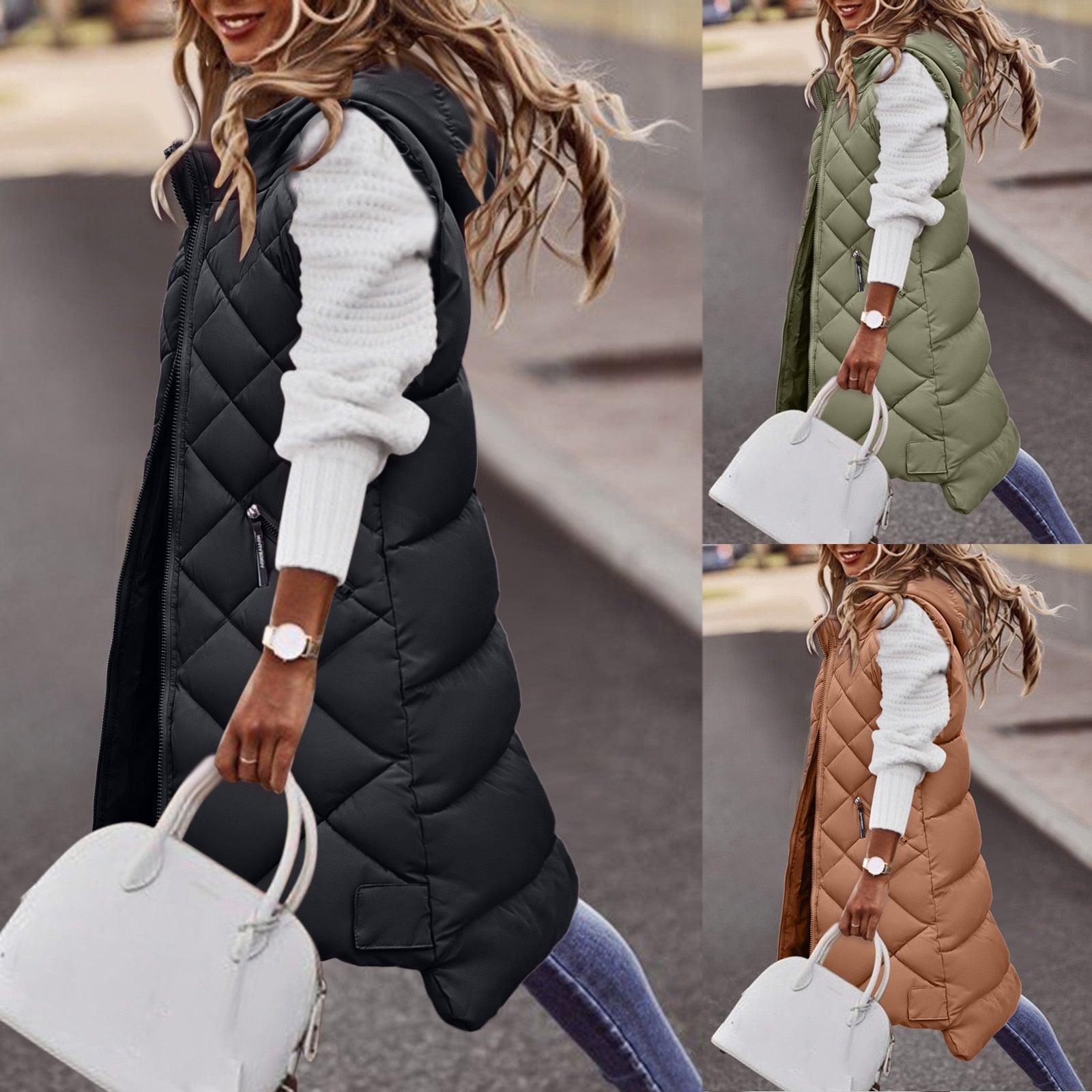 Loavies | Women's Hooded Long Puffer Gilet