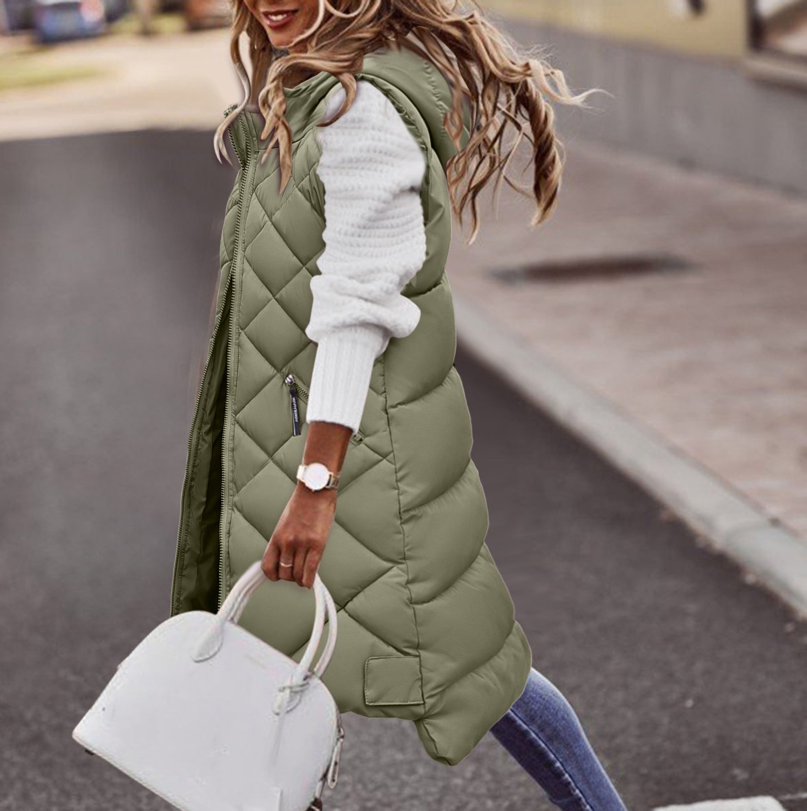 Loavies | Women's Hooded Long Puffer Gilet