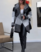 Color-Blocked Hooded Loose Jacket