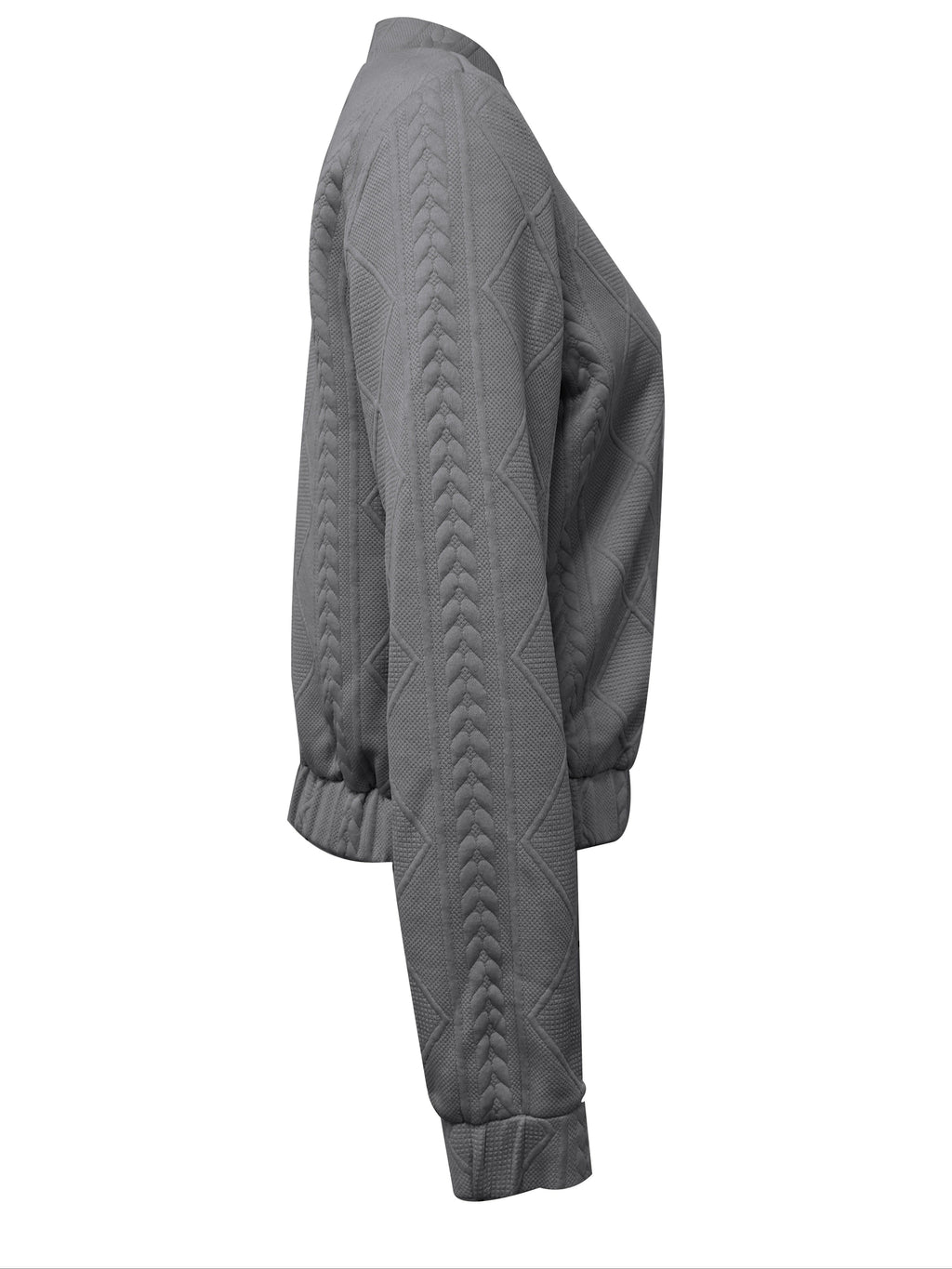 Lotte | Plain Textured Casual Bomber Jacket