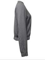Lotte | Plain Textured Casual Bomber Jacket