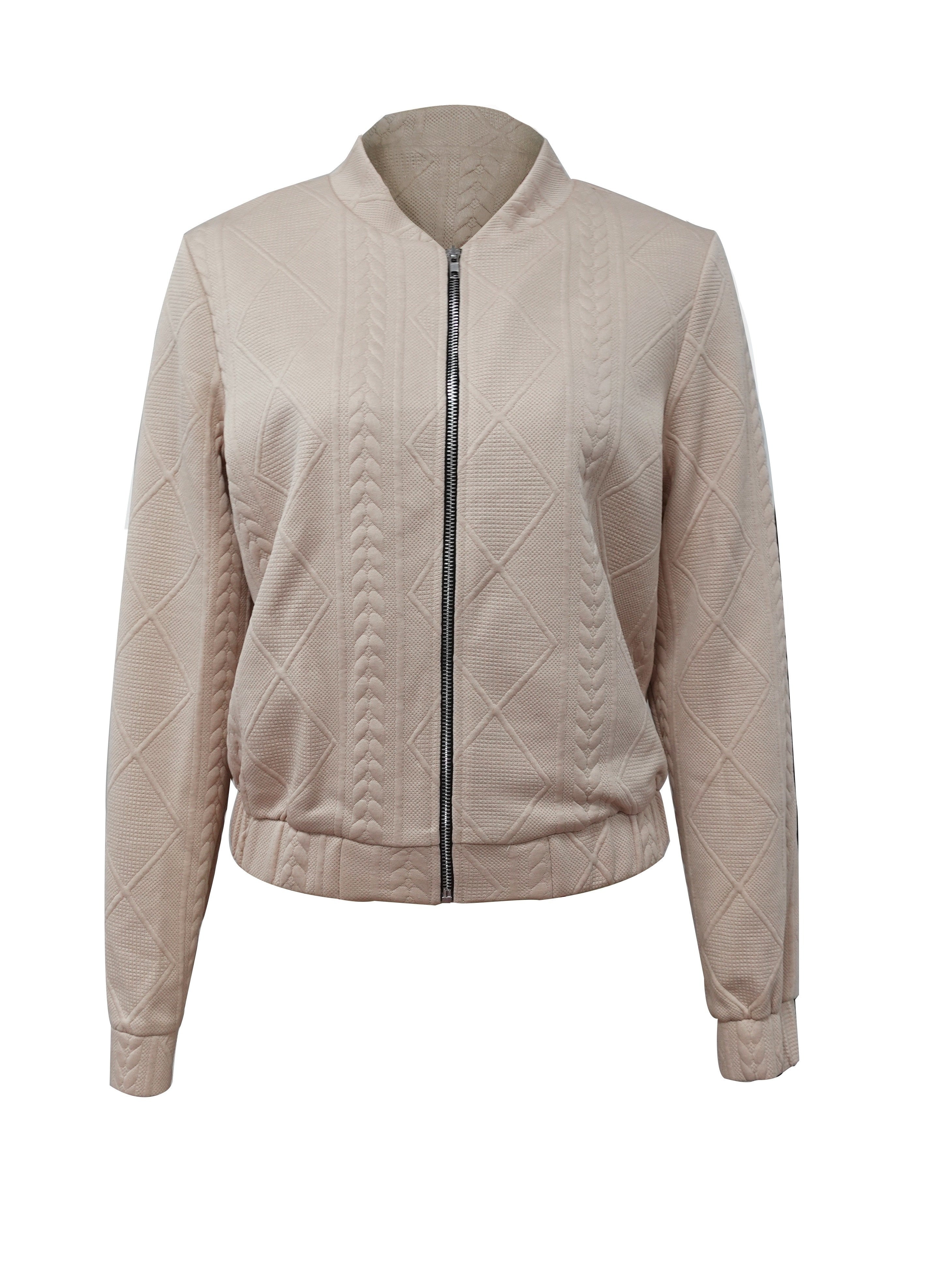 Lotte | Plain Textured Casual Bomber Jacket