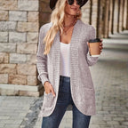 Lotte | Solid Color Open-Front Cardigan with Pockets